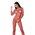 Passion (Польща) Бодістокінг Passion BS068 red, комбінезон, велика сітка, довгий рукав