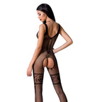 Бодістокінг Passion BS069 black, комбінезон, імітація панчіх і боді