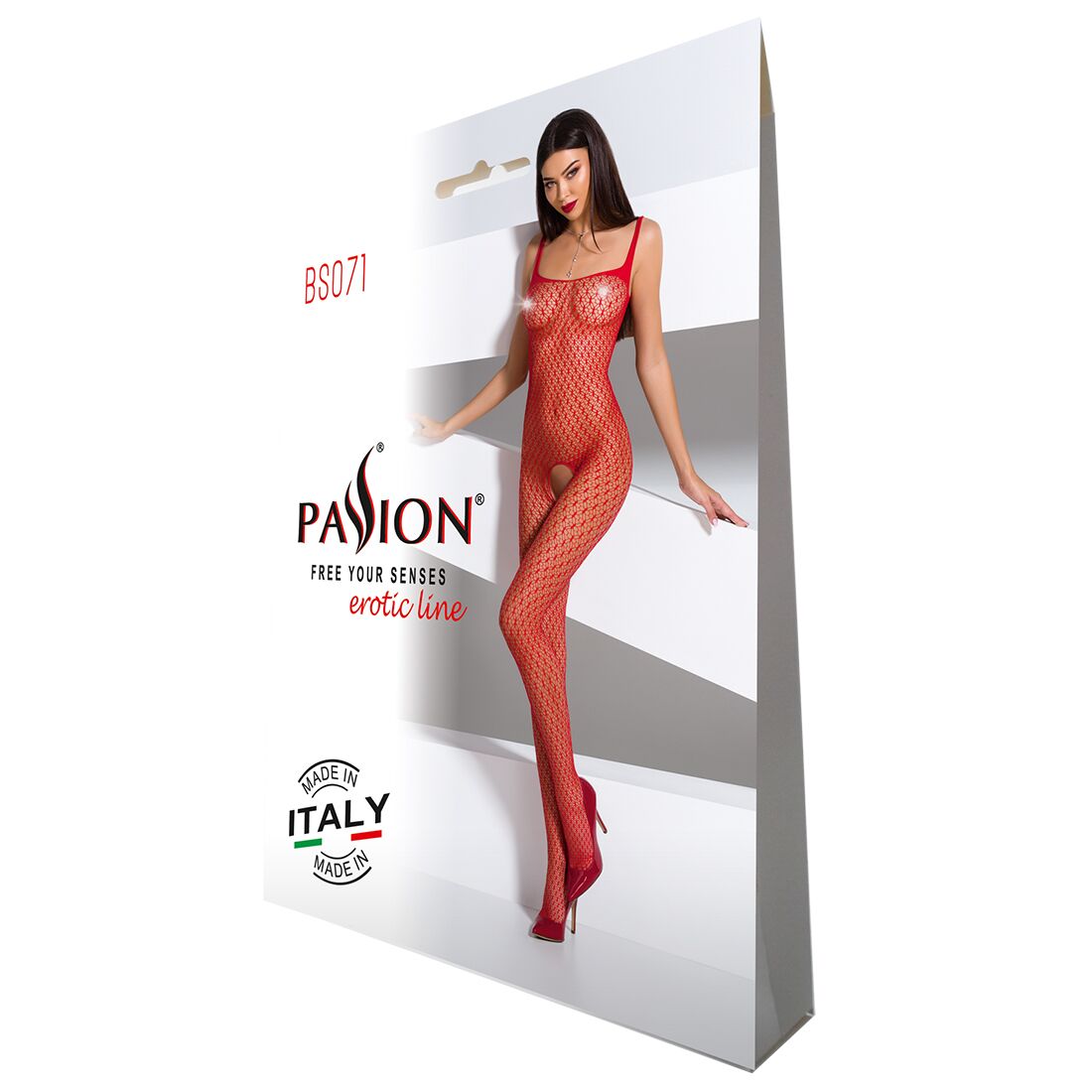 Passion (Польща) Бодістокінг Passion BS071 red, комбінезон на бретелях