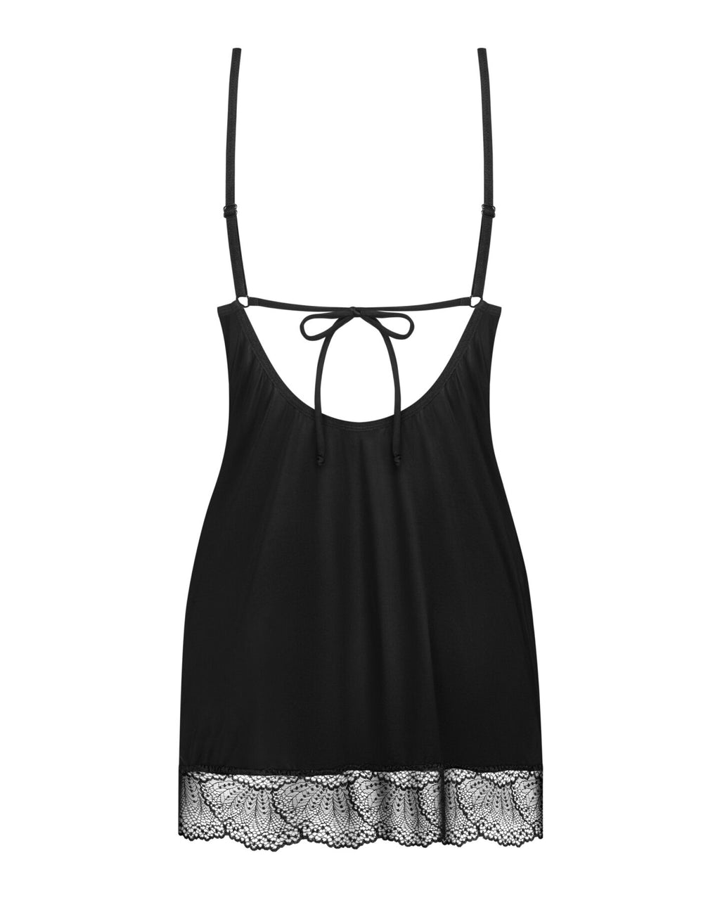 Obsessive (Польща) Пеньюар Obsessive Lobellis chemise & thong, M/L, чорний, мереживне оздоблення, стрінги в комплекті