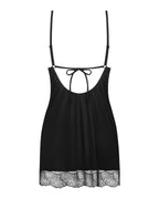 Пеньюар Obsessive Lobellis chemise & thong,, мереживне оздоблення, стрінги в комплекті