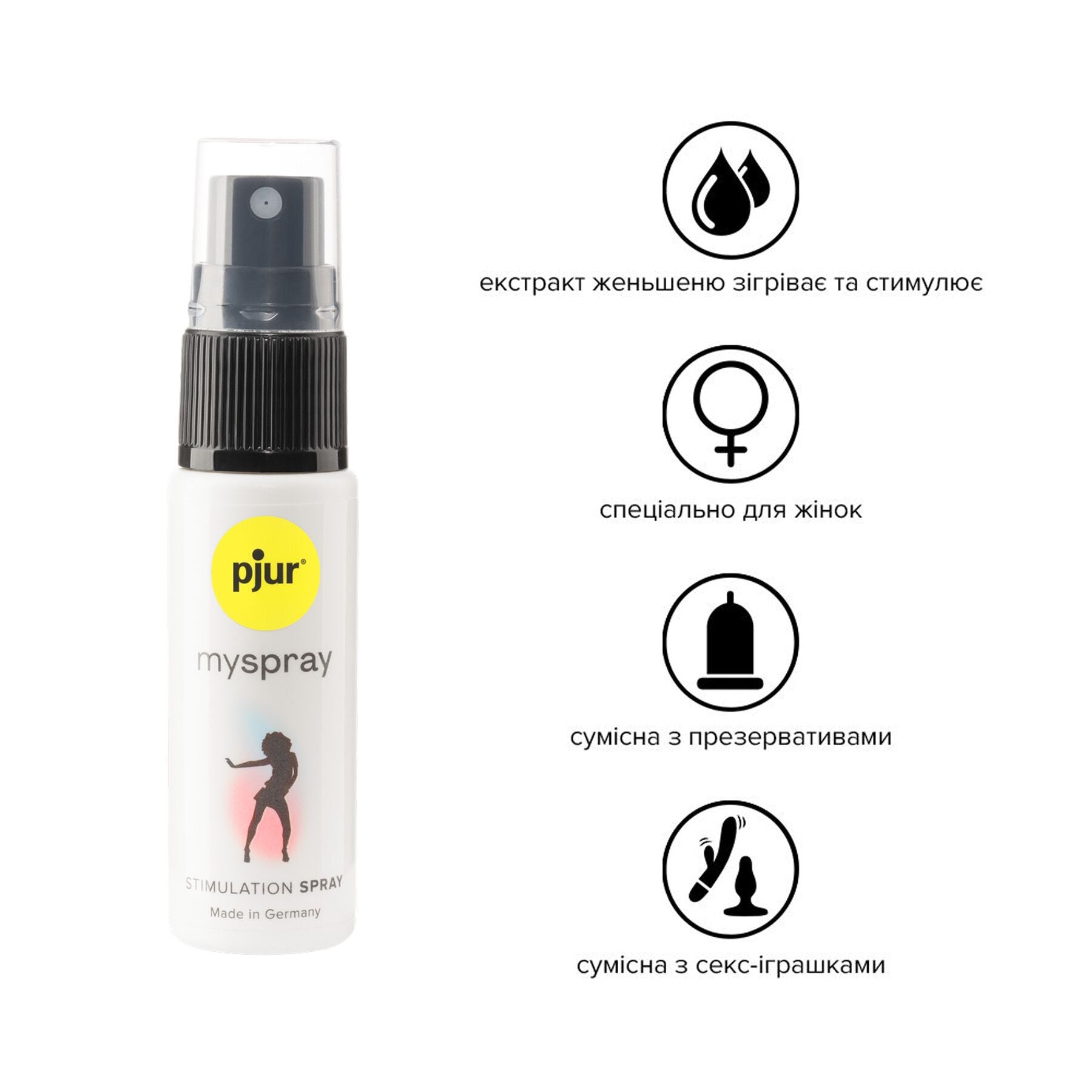Pjur (Люксембург) Збуджувальний спрей для жінок pjur myspray 20 мл, з екстрактом алое, ефект поколювання