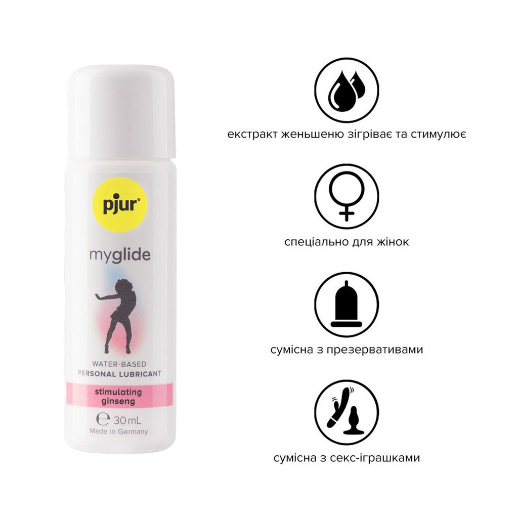Pjur (Люксембург) Збуджувальний лубикант на водній основі pjur myglide 30 мл, із женьшенем, тепло+поколювання