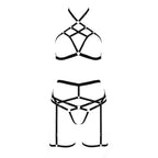 Комплект білизни Passion Exclusive MORGAN SET OpenBra L/XL, black, стрепи, труси