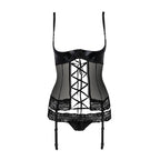 Корсет з відкритими грудьми Passion Exclusive NORTH CORSET L/XL, black, пажі, тр