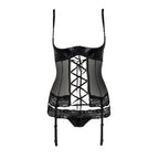 Корсет з відкритими грудьми Passion Exclusive NORTH CORSET S/M, black, пажі, тру