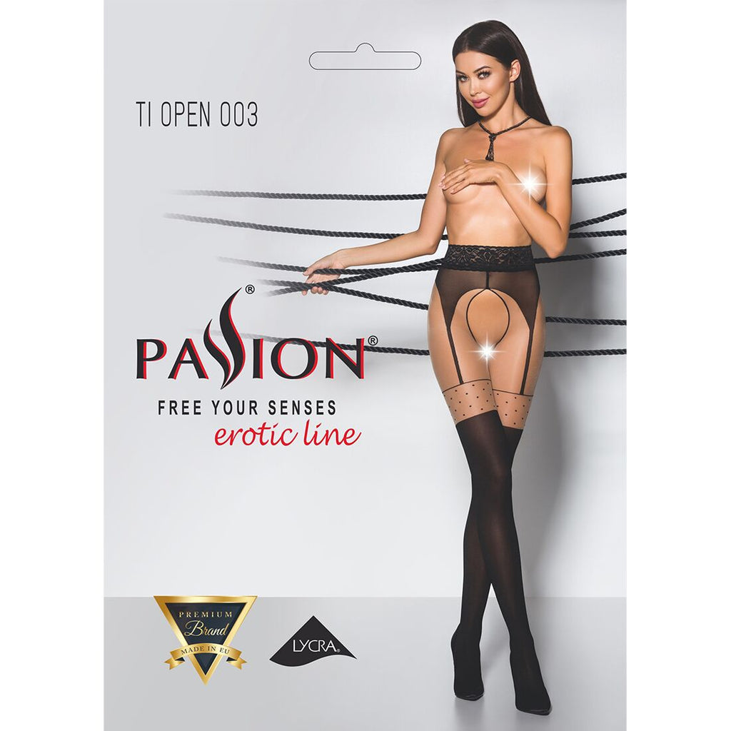 Passion (Польща) Еротичні колготки Passion TIOPEN 003 1/2 (20/40 den), nero, імітація панчох і пояса