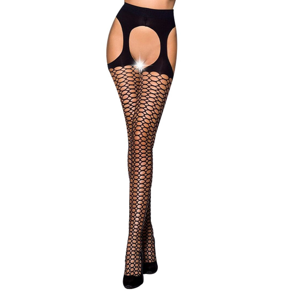 Passion (Польща) Еротичні колготки Passion TIOPEN 004 3/4 (fishnet 40 den), black, імітація панчох і пояса