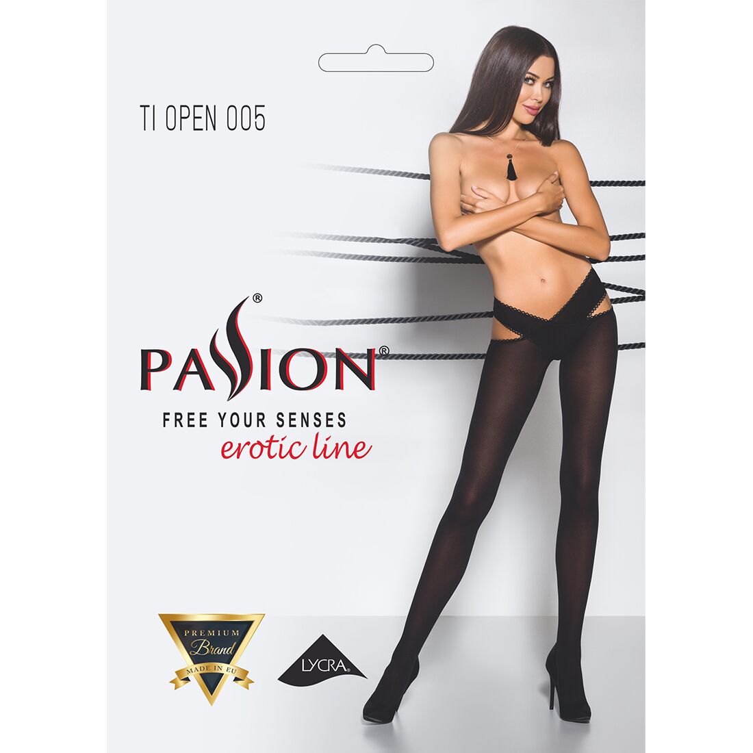 Passion (Польща) Еротичні колготки Passion TIOPEN 005 1/2 (60 den), nero, з вирізом, оригінальний пояс