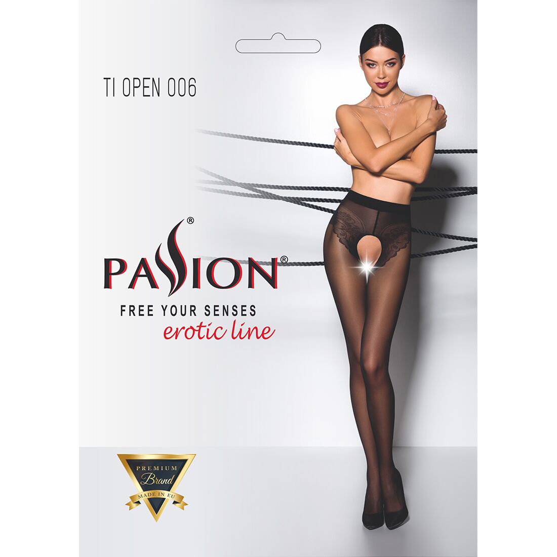 Passion (Польща) Еротичні колготки Passion TIOPEN 006 1/2 (30 den), black, з вирізом, імітація трусиків