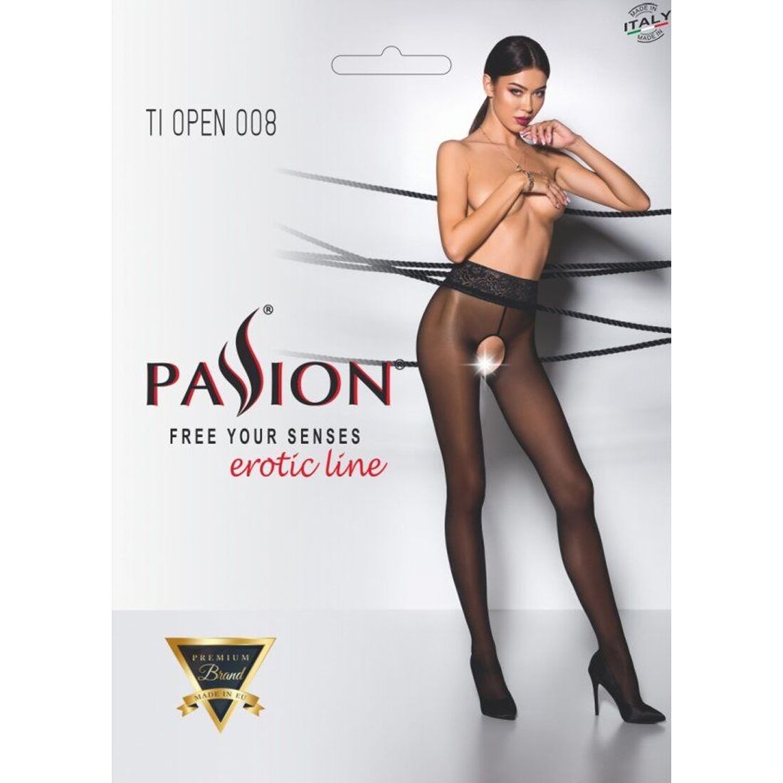Passion (Польща) Еротичні колготки Passion TIOPEN 008 3/4 (30 den), black, з вирізом