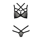 Комплект білизни Passion Exclusive HAGAR SET, стрепи, трусики та ліф