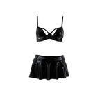 Комплект білизни під латекс Passion DEBY SET S/M, black, ліф, мініспідничка, стр