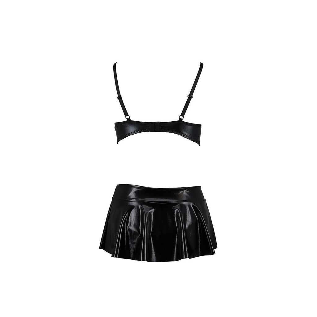 Passion (Польща) Комплект білизни під латекс Passion DEBY SET S/M, black, ліф, мініспідничка, стрінги