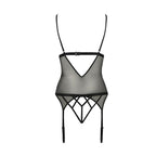 Корсет з відкритими грудьми Passion DIABOLINA CORSET, пажі, трусики, напівпрозорий