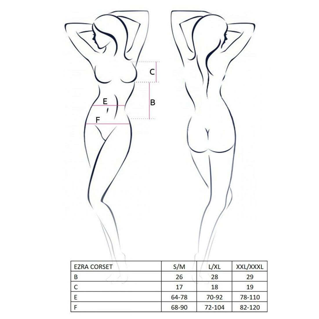 Passion (Польща) Корсет з декольте Passion ERZA CORSET XXL/XXXL, black, пажі, трусики, напівпрозорий