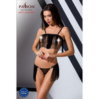 Комплект білизни Passion Exclusive KASSANDRA SET OpenBra L/XL black, ліф з бахро