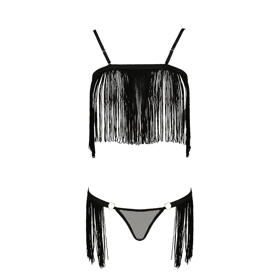 Passion (Польща) Комплект білизни Passion Exclusive KASSANDRA SET OpenBra 2XL/3XL black, ліф, трусики-спідниця