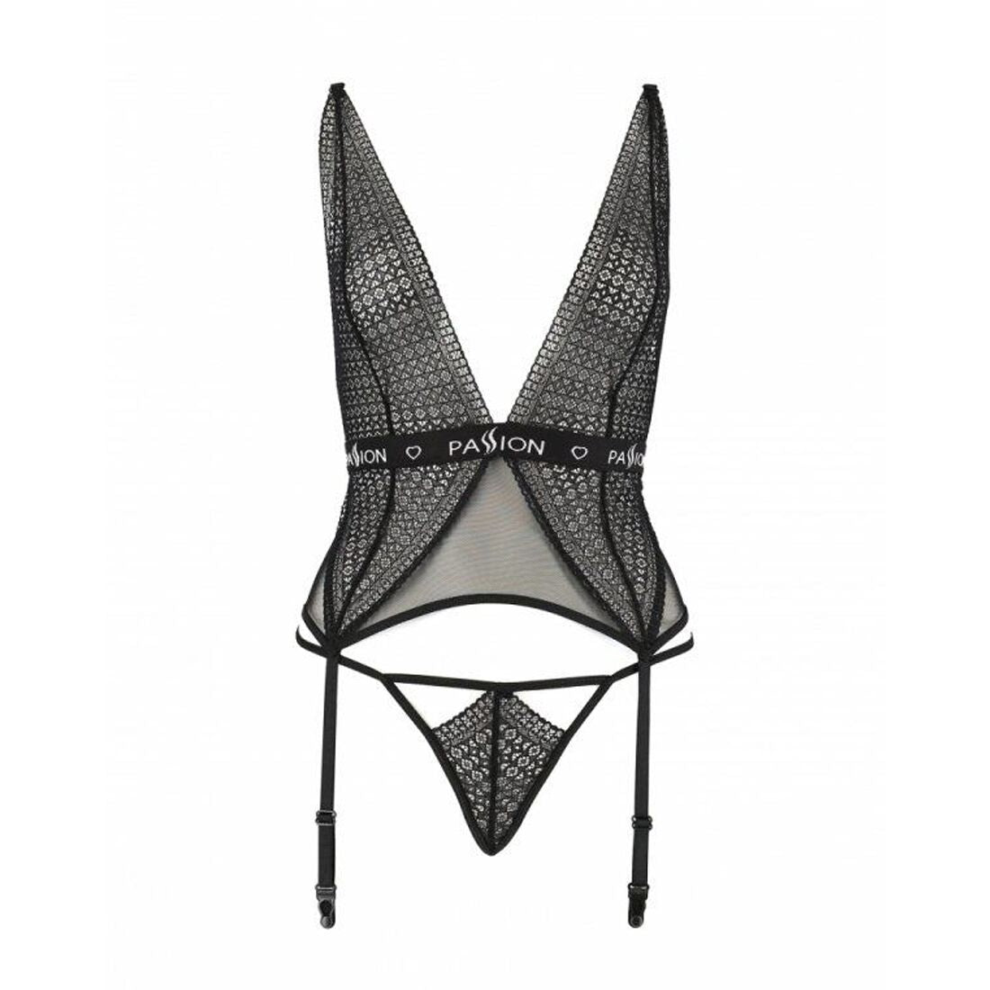 Passion (Польща) Напівпрозорий корсет Passion Exclusive MIRAJANE CORSET S/M, black