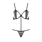 Комплект білизни Passion Exclusive QUENTRIS BIKINI L/XL, black, стрінги і напівв