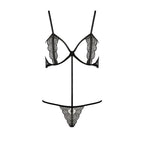 Комплект білизни Passion Exclusive QUENTRIS BIKINI, стрінги і напіввідкритий ліф