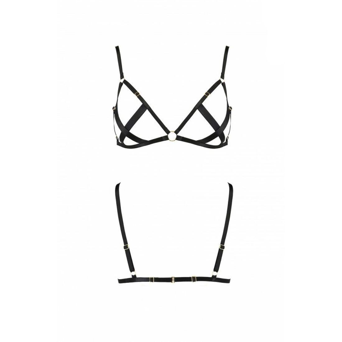 Passion (Польща) Відкритий бюстгальтер-стрепи Passion Exclusive NICKY BRA S/M, black