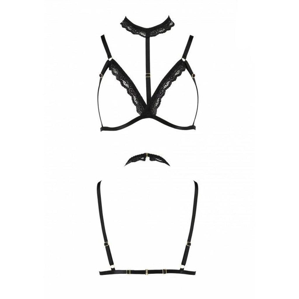 Passion (Польща) Бюстгальтер-стрепи з чокером Passion Exclusive SHELLY BRA L/XL, black