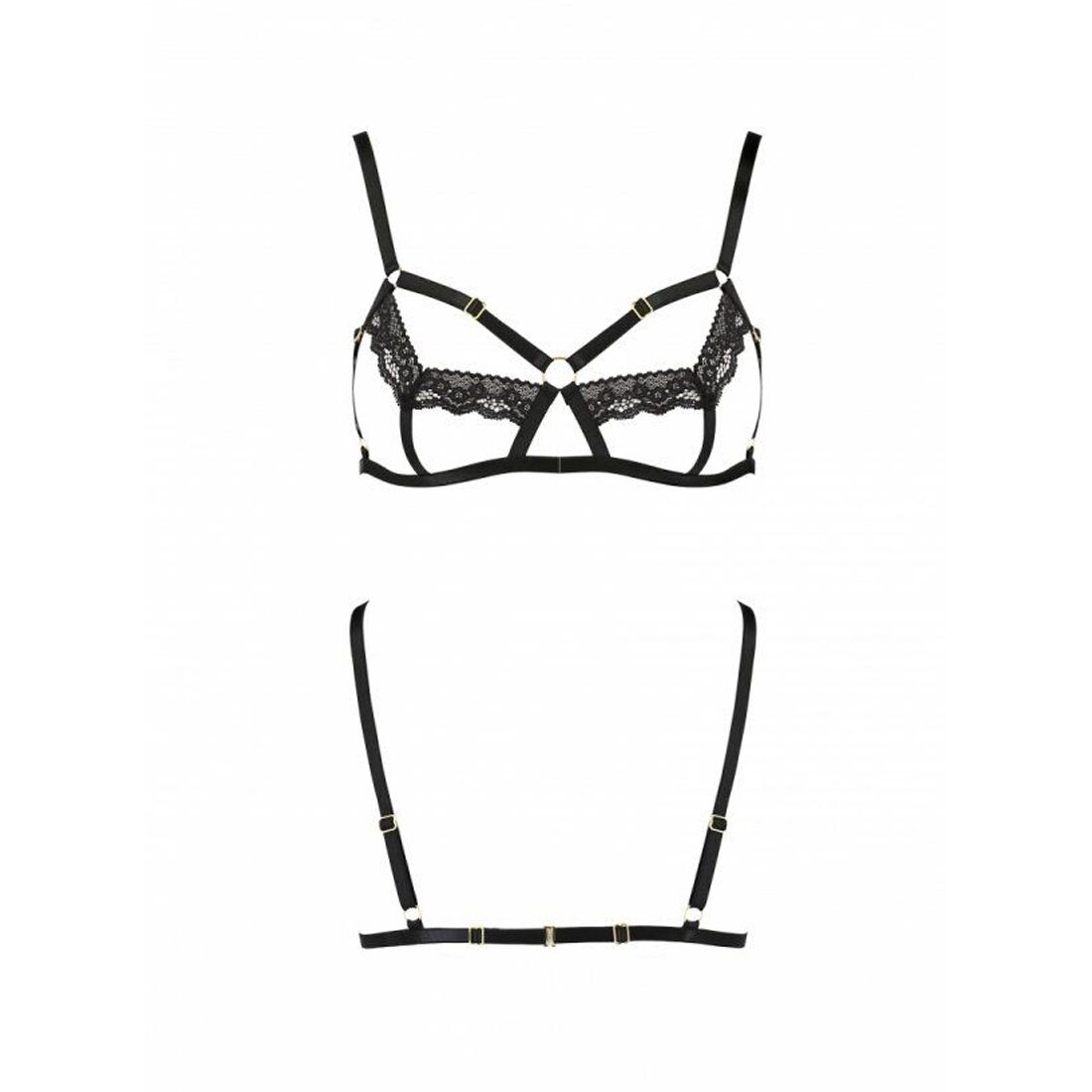 Passion (Польща) Бюстгальтер-стрепи з мереживом Passion Exclusive SOLON BRA L/XL, black