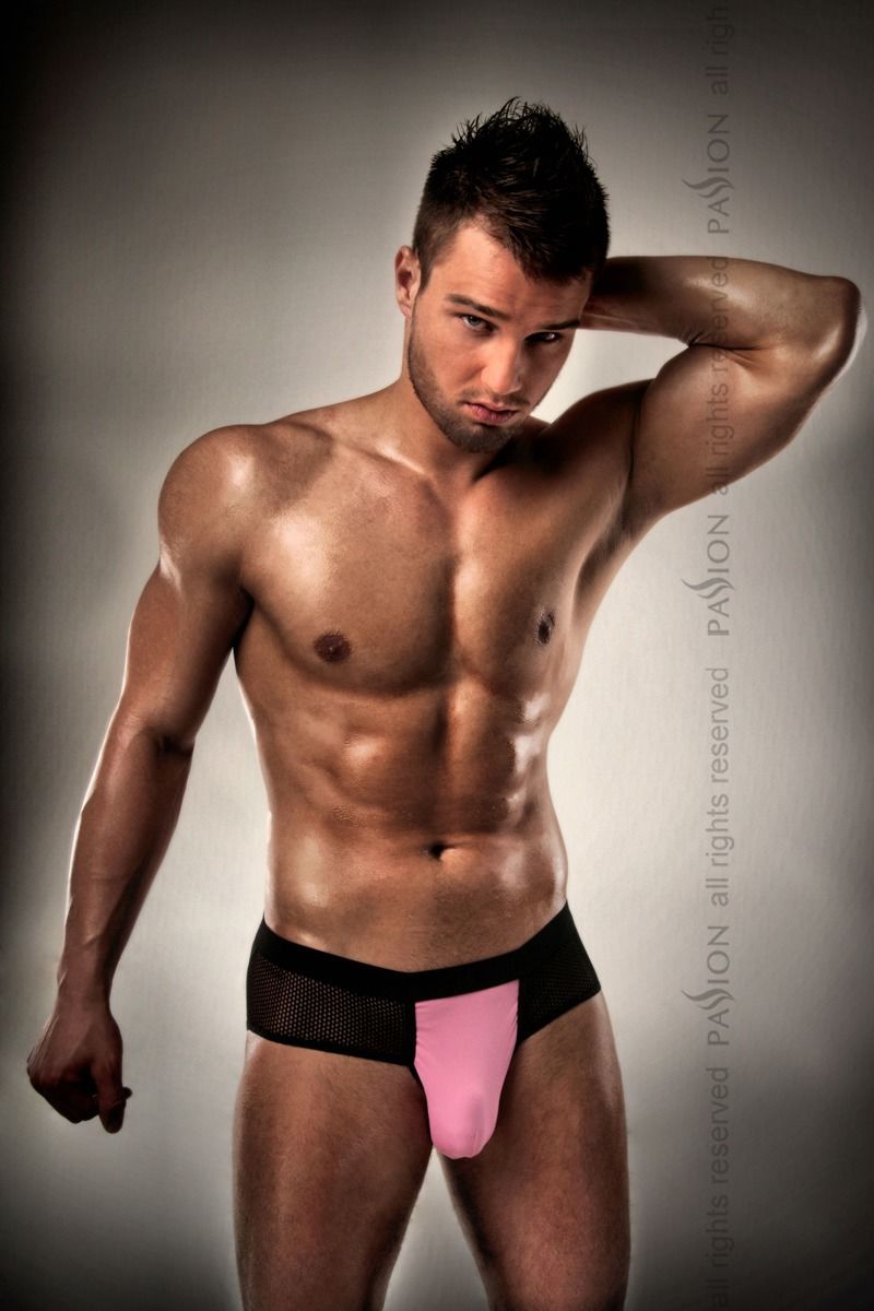 Passion (Польща) Чоловічі трусики з рожевим гульфіком Passion 007 THONG pink S/M - Passion