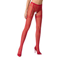 Passion (Польща) Колготки-бодістокінги Passion S012 One Size, Red, імітація панчіх, пояса та мереживних трусиків