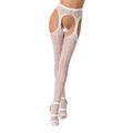 Passion (Польща) Мереживні колготки-бодістокінги Passion S014 One Size, White, імітація панчіх та пояса з гартерами