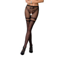 Passion (Польща) Сітчасті колготки з відкритим доступом Passion S015 One Size, Black, імітація панчіх і трусиків