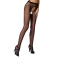 Passion (Польща) Сітчасті колготки-бодістокінги Passion S019 One Size, Black, імітація трусиків, відкритий доступ
