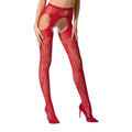 Passion (Польща) Сексуальні колготки-бодістокінги Passion S022 One Size, Red, імітація панчіх і пояса з гартерами