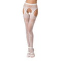 Passion (Польща) Сексуальні колготки-бодістокінги Passion S022 One Size, White, імітація панчіх і пояса з гартерами