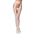 Passion (Польща) Еротичні колготки-бодістокінги Passion S023 One Size, White, імітація панчіх з ромбами та пояском