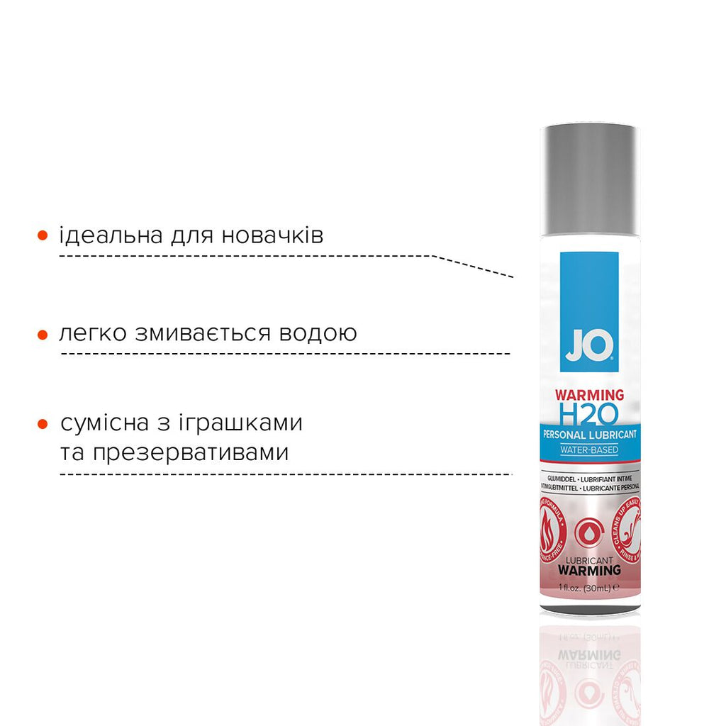 JO (США) Зігрівальна змазка на водній основі JO H2O WARMING (30 мл) з екстрактом перцевої м’яти