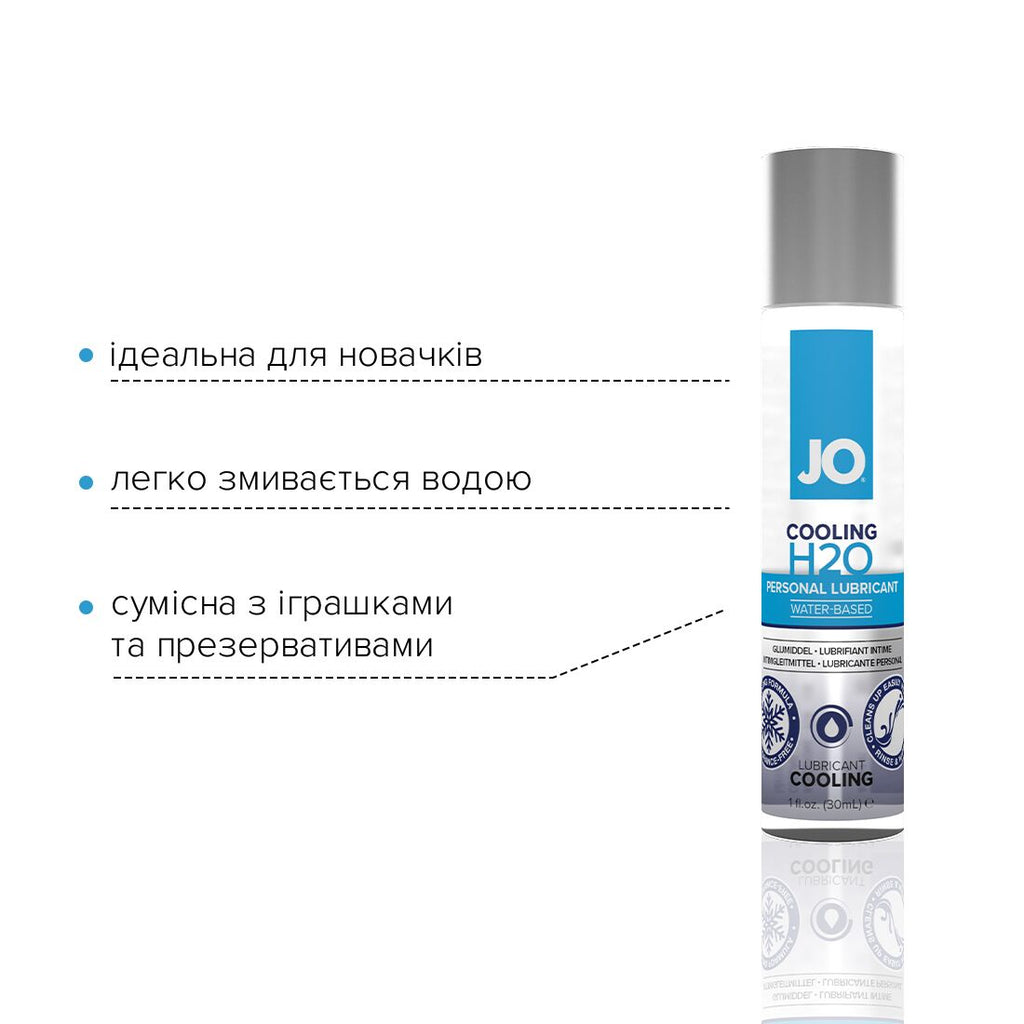 JO (США) Охолоджувальна змазка на водній основі JO H2O COOLING (30 мл) з ментолом, рослинний гліцерин