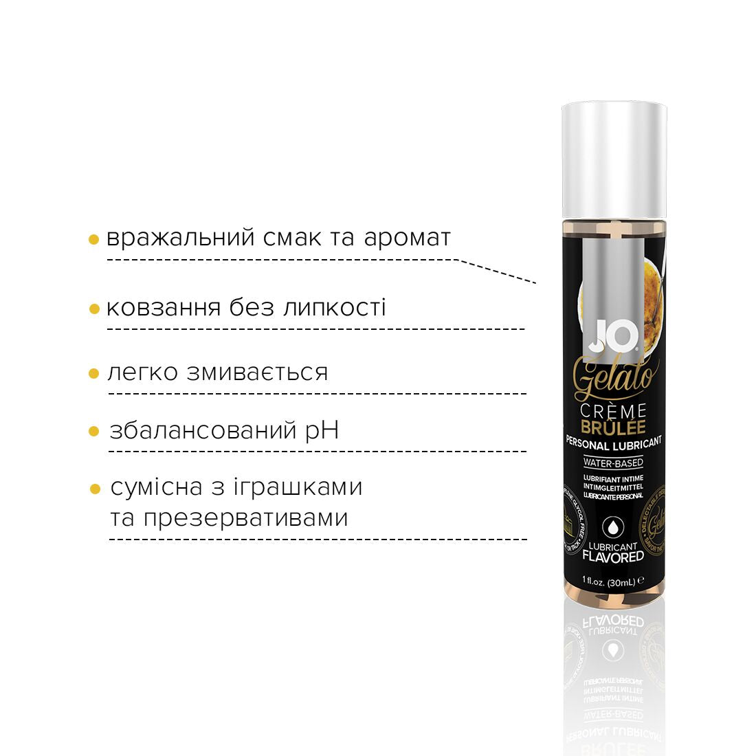 JO (США) Змазка на водній основі JO GELATO CremeBrulee (30 мл) без цукру, парабенів та пропіленгліколю