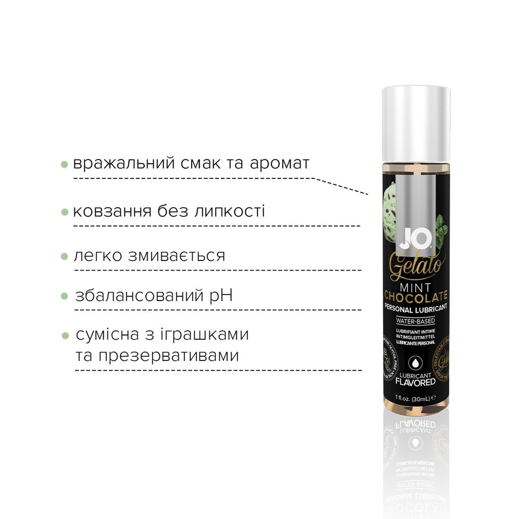 JO (США) Змазка на водній основі JO GELATO Mint Chocolate (30 мл) без цукру, парабенів та пропіленгліколю
