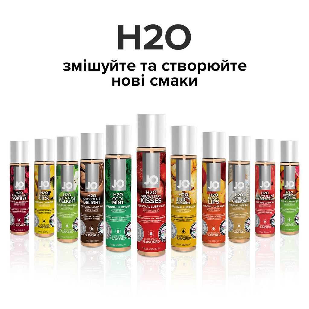 JO (США) Змазка на водній основі JO H2O — Strawberry Kiss (30 мл) без цукру, рослинний гліцерин