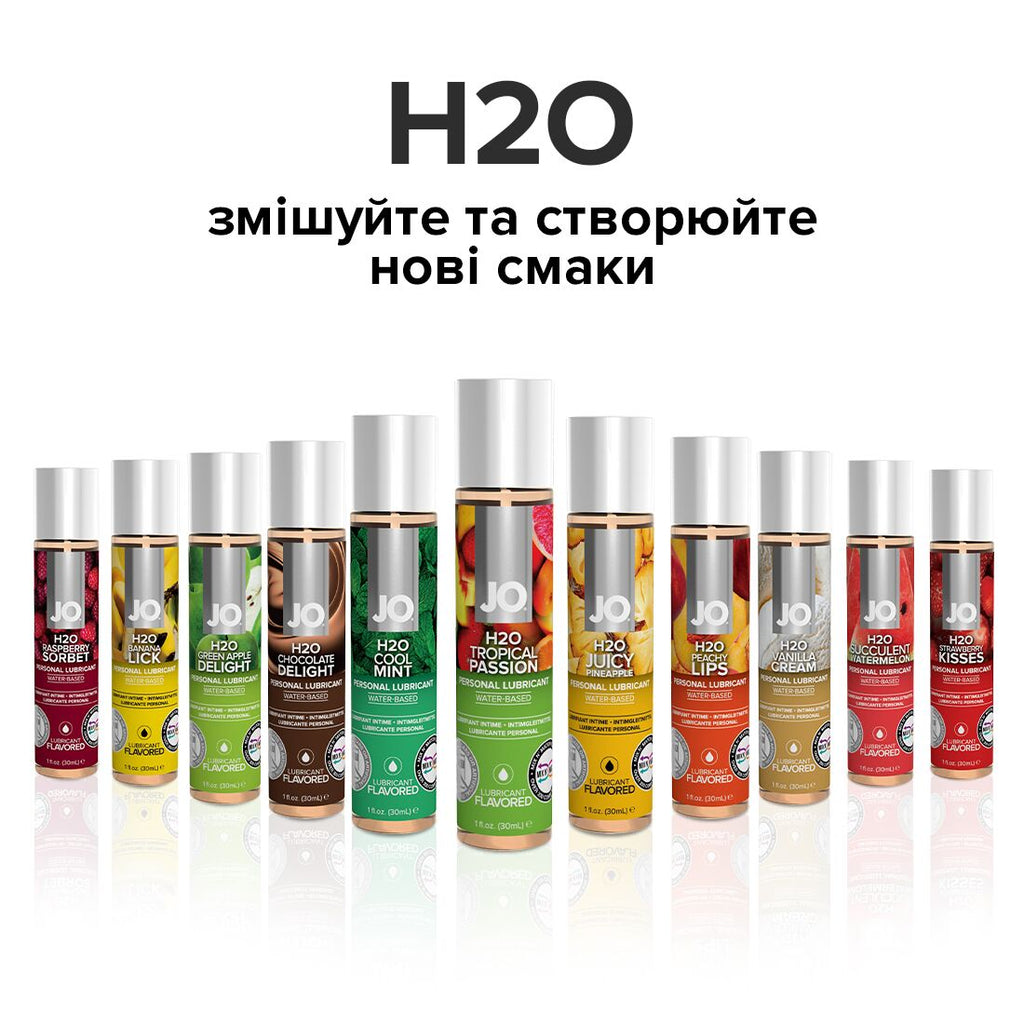 JO (США) Змазка на водній основі JO H2O — Tropical Passion (30 мл) без цукру, рослинний гліцерин