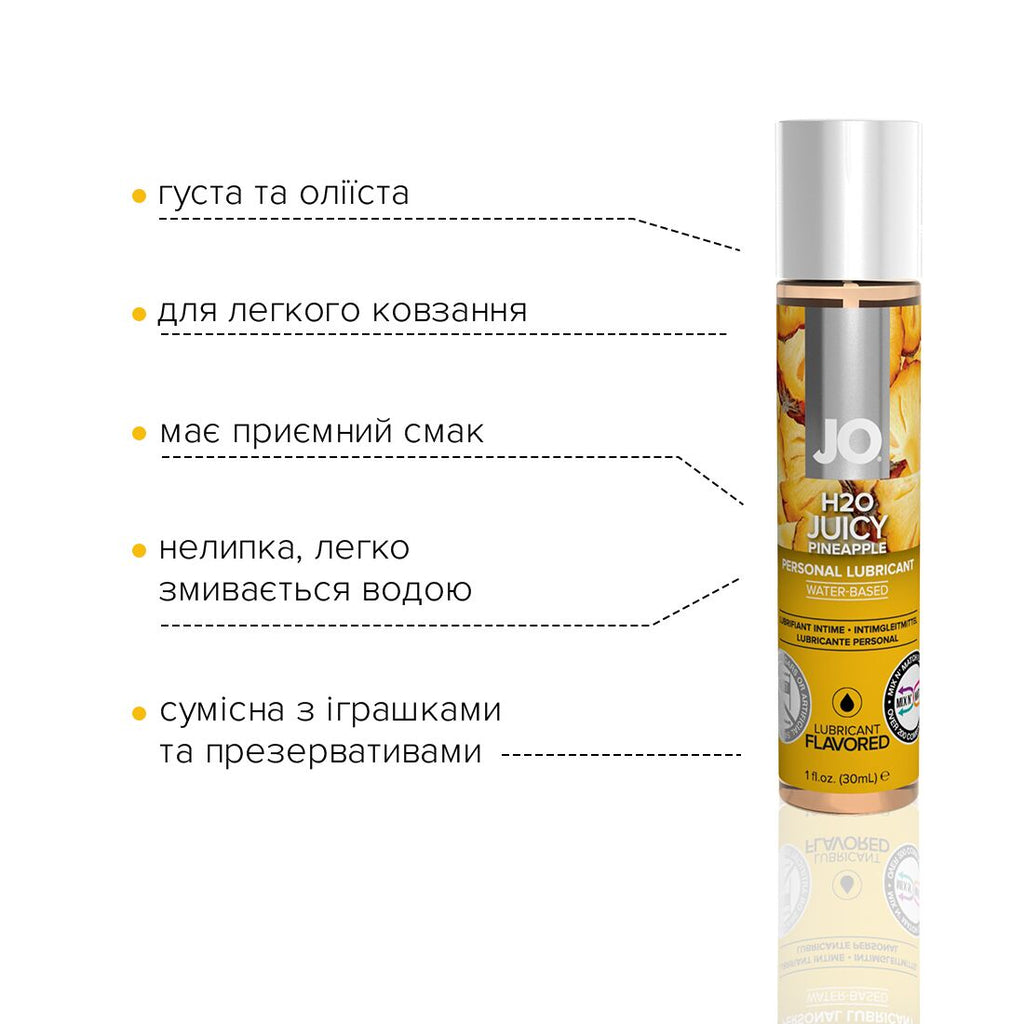 JO (США) Змазка на водній основі JO H2O — Juicy Pineapple (30 мл) без цукру, рослинний гліцерин