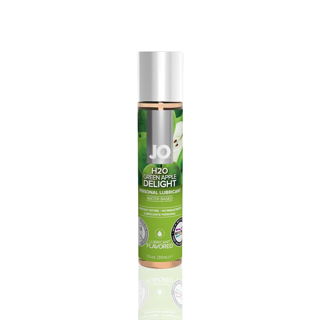 JO (США) Змазка на водній основі JO H2O — Green Apple (30 мл) без цукру, рослинний гліцерин