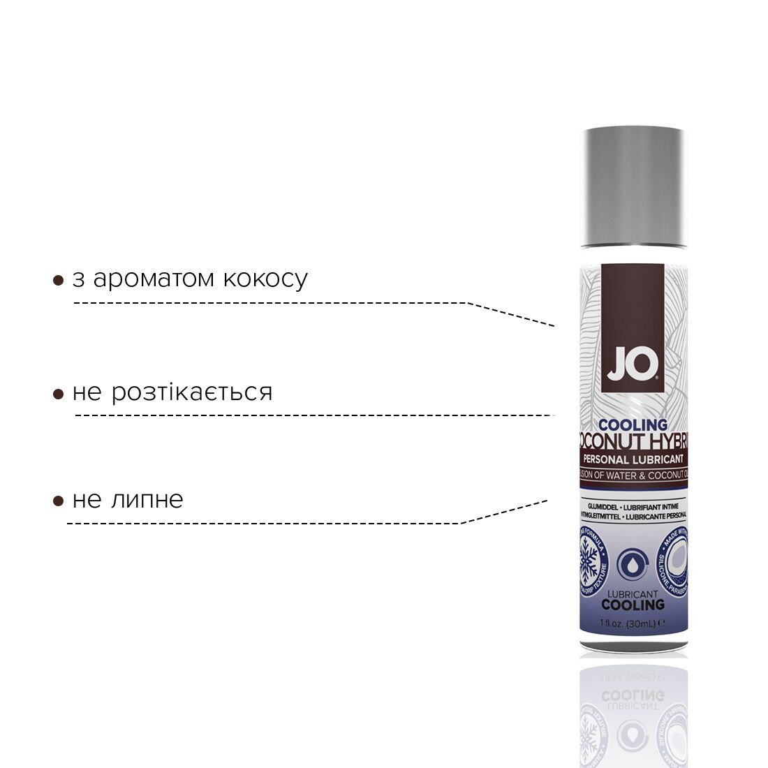 JO (США) Охолоджувальна змазка-крем з кокосовою олією JO Coconut Hybrid COOLING (30 мл) біла