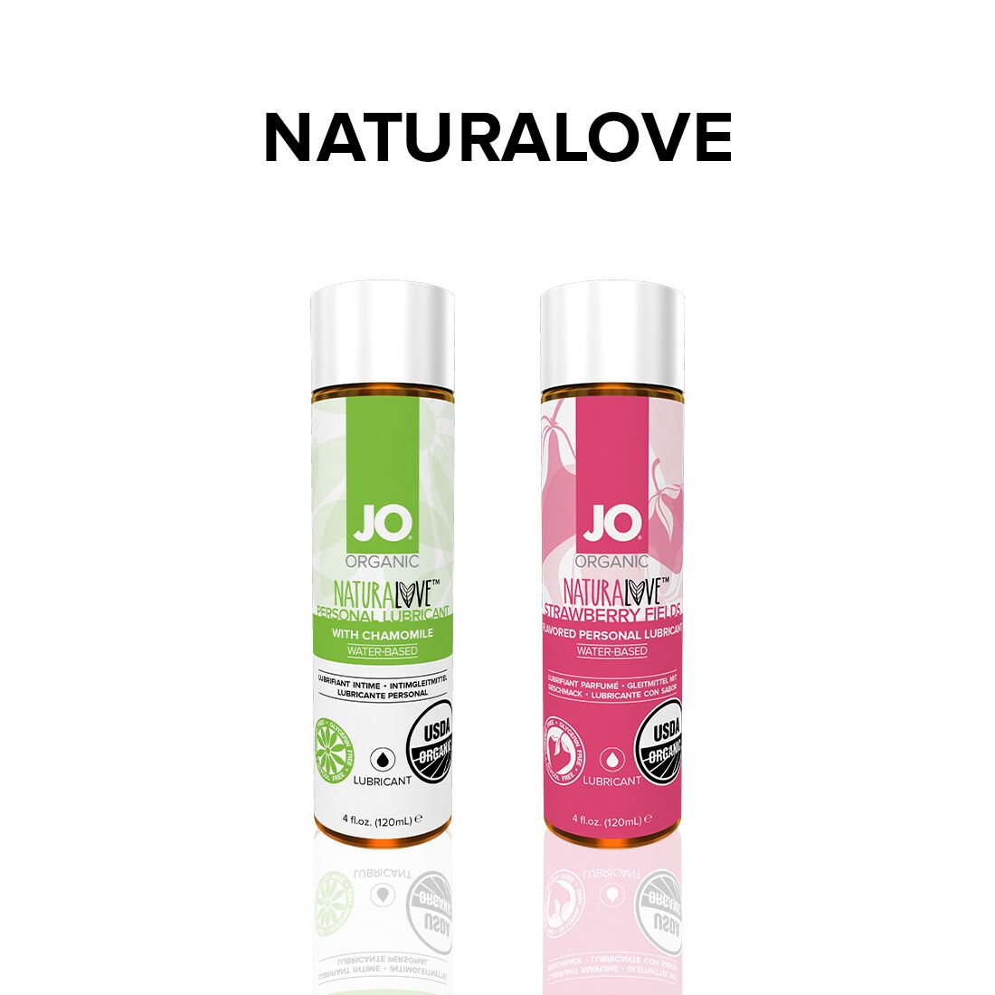 JO (США) Змазка на водній основі JO NATURALOVE Strawberry (120 мл) з екстрактом ромашки та листя агави