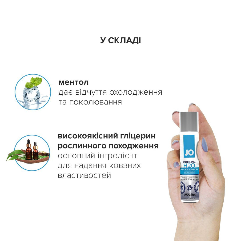 Охлаждающая смазка на водной основе JO H2O COOLING (60 мл) с ментолом, растительный глицерин