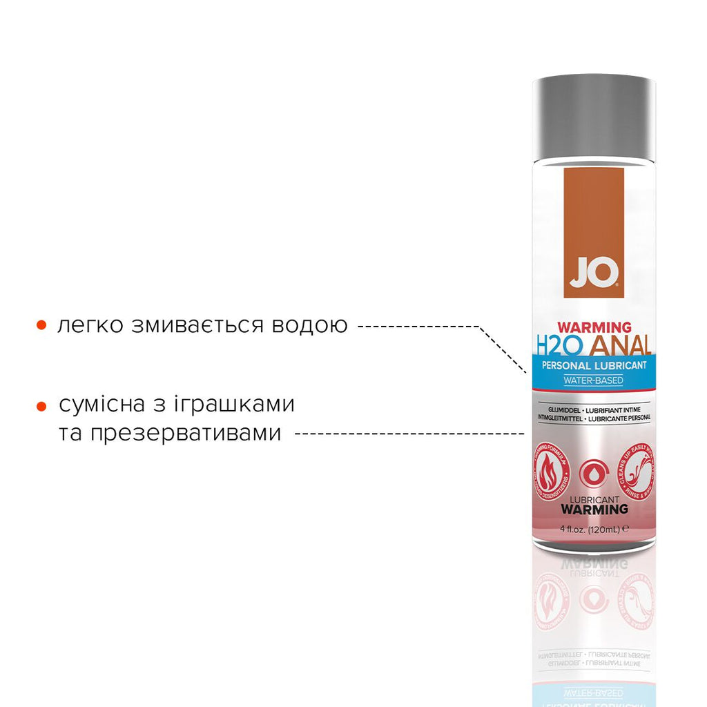 JO (США) Анальна змазка JO ANAL H2O — WARMING (120 мл), розігрівальна, на водній основі