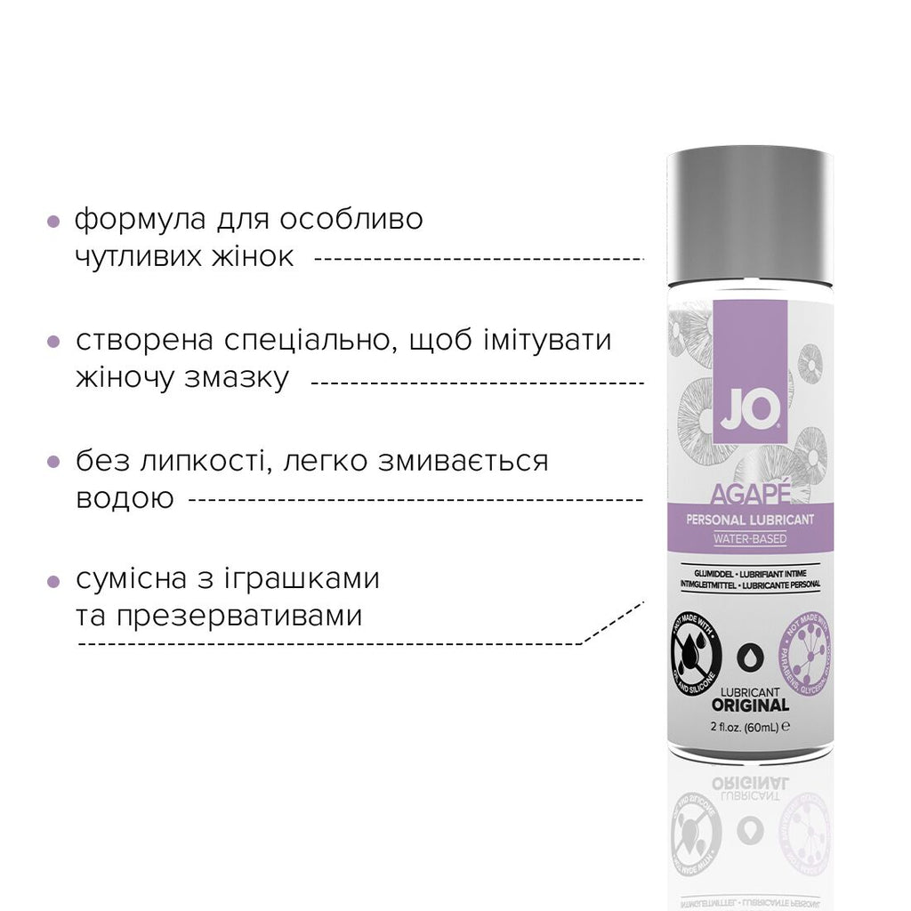 Лубрикант на водной основе JO AGAPE — ORIGINAL (60 мл) без глицерина, гликоля и парабенов
