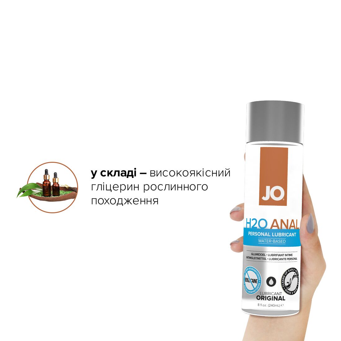 JO (США) Анальна змазка JO ANAL H2O — ORIGINAL (240 мл) на водній основі, рослинний гліцерин